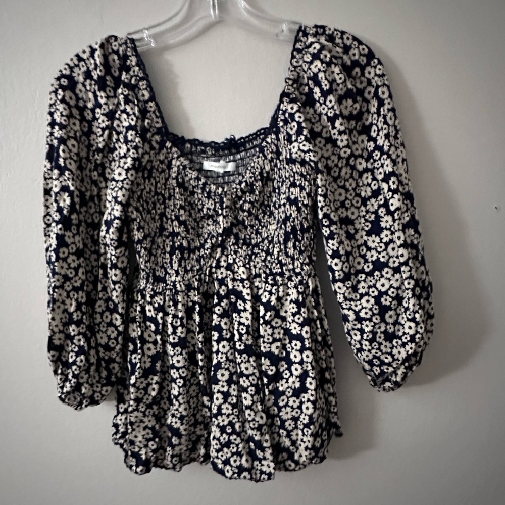 Floral black and cream Women's Top - Picture 2 of 5